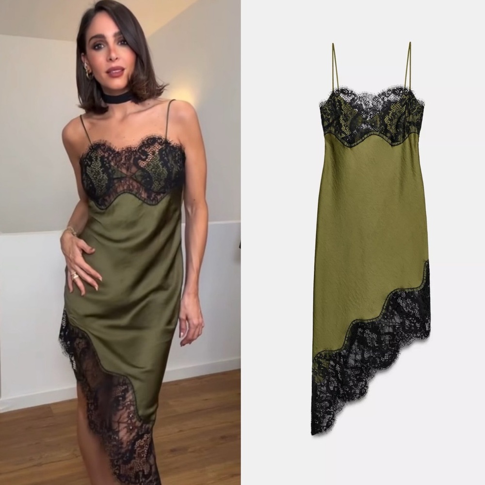 ZARA ASYMMETRIC SATIN LACE DRESS ZW COLLECTION